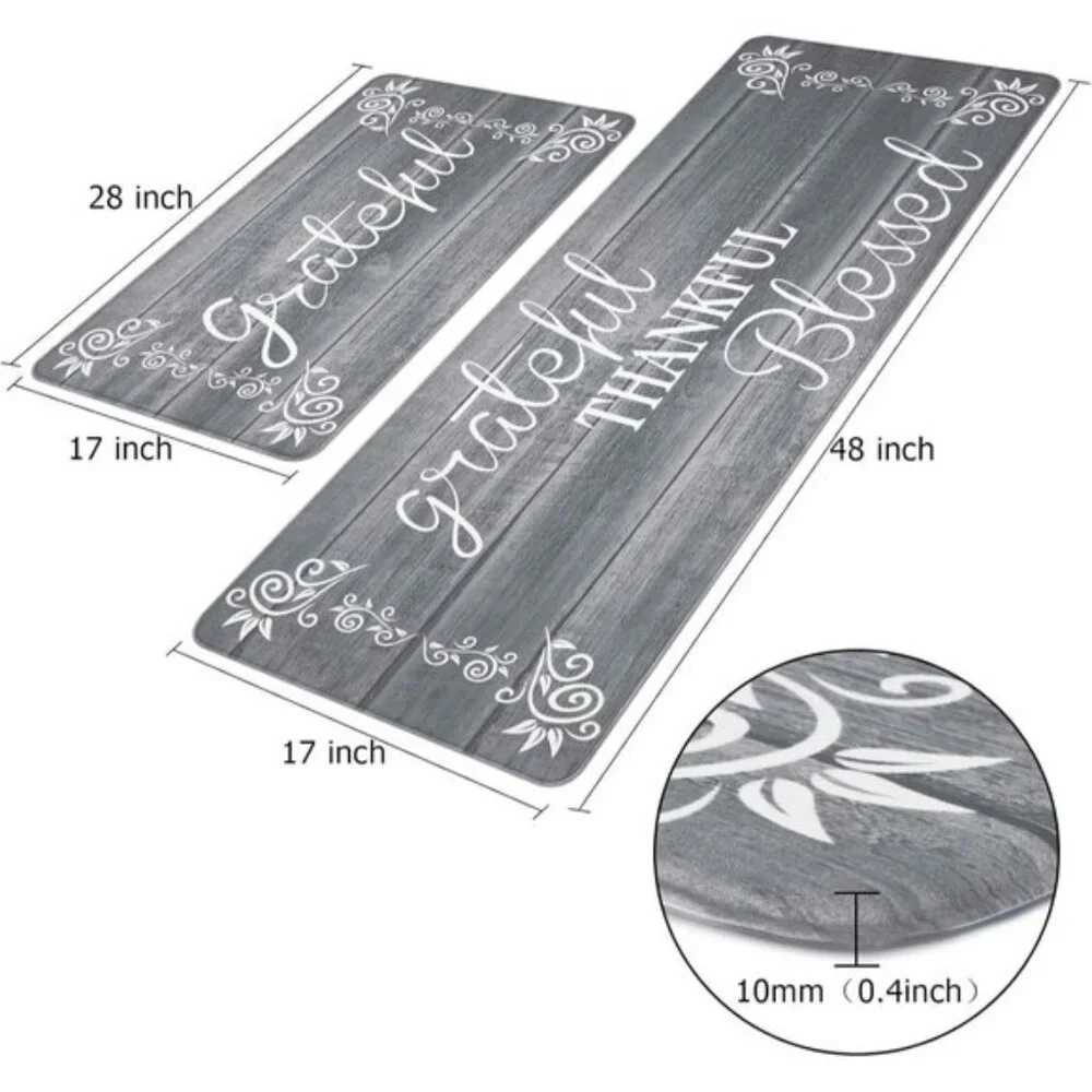 New Set of 2 Non Slip Cushioned Kitchen Mats, Waterproof Farmhouse Kitchen Rugs